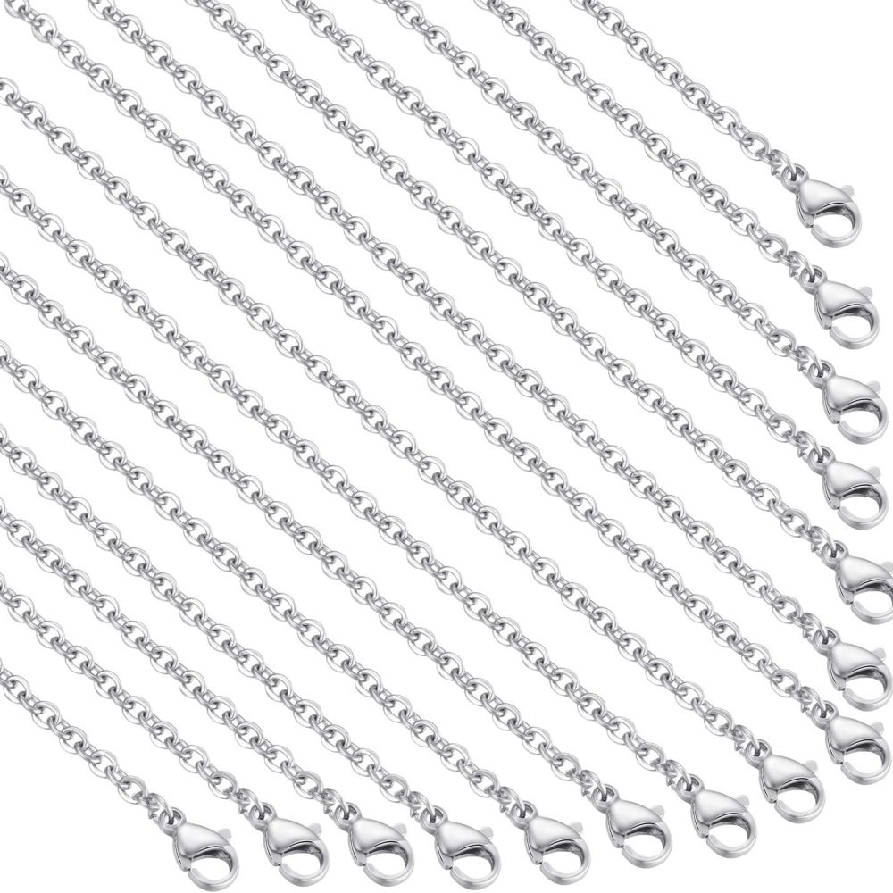 30 Pack 18 Inch Necklace Chain Stainless Steel Link Cable Chain Necklace with Lobster Clasps for DIY Jewelry Making