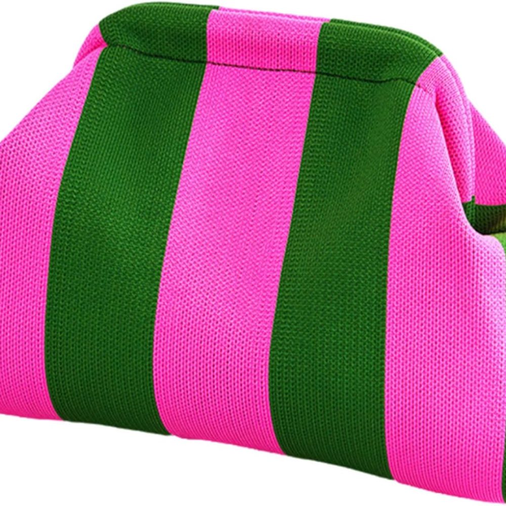 Clutch Purses for Women 2025 Summer Beach Woven Crochet Bag Dumpling Striped Ruched Cloud Purse Evening Handbag