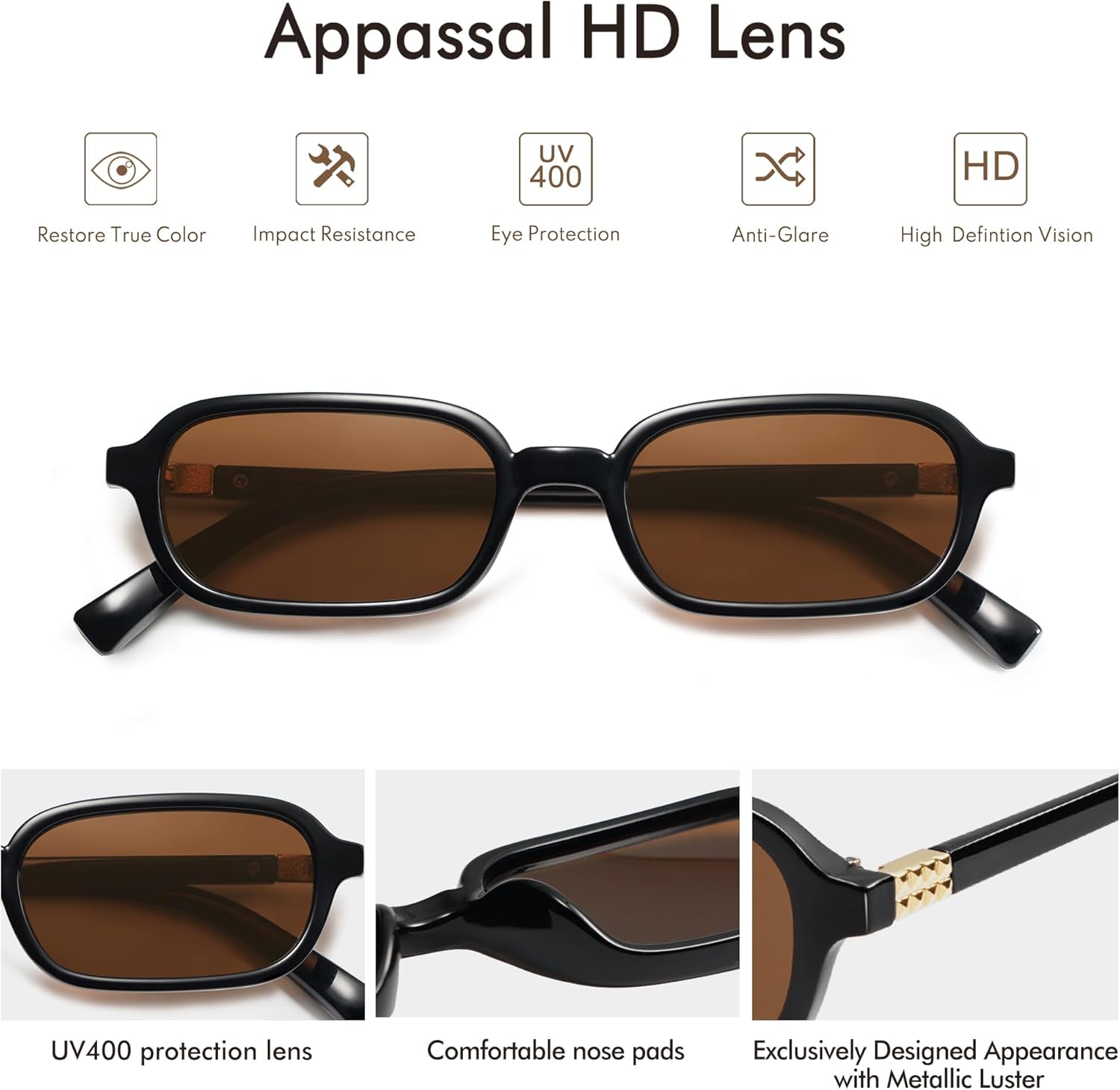 Retro Rectangular Sunglasses for Women Vintage Fashion Trendy Funny Small 90s Square Sunnies 2025 AP3698 - Image 5